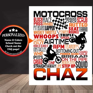 Personalized MOTOCROSS Poster, Gift for Motocross Riders, Motocross Gift, Motocross Typography, Motocross Art, MX Racing GUY