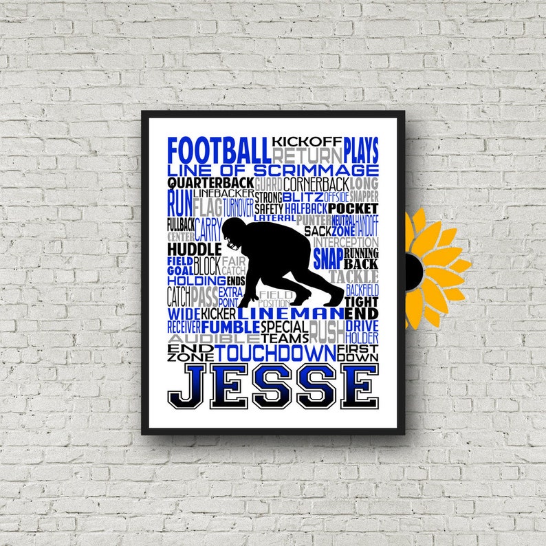 Football Gift for Him Personalized Football Print Football Etsy