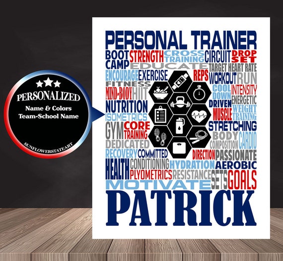 Personalized Personal Trainer Poster, Personal Trainer Typography, Gift for Personal Trainer, Health Fitness Coach gift, Fitness Coaches