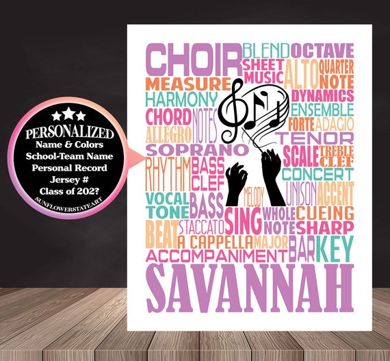 Choir Typography, Choir Teacher Gift, Gift for Music Teacher, Choir Director, Conductor Gift, Chorale Gift, Personalized Choir Poster,