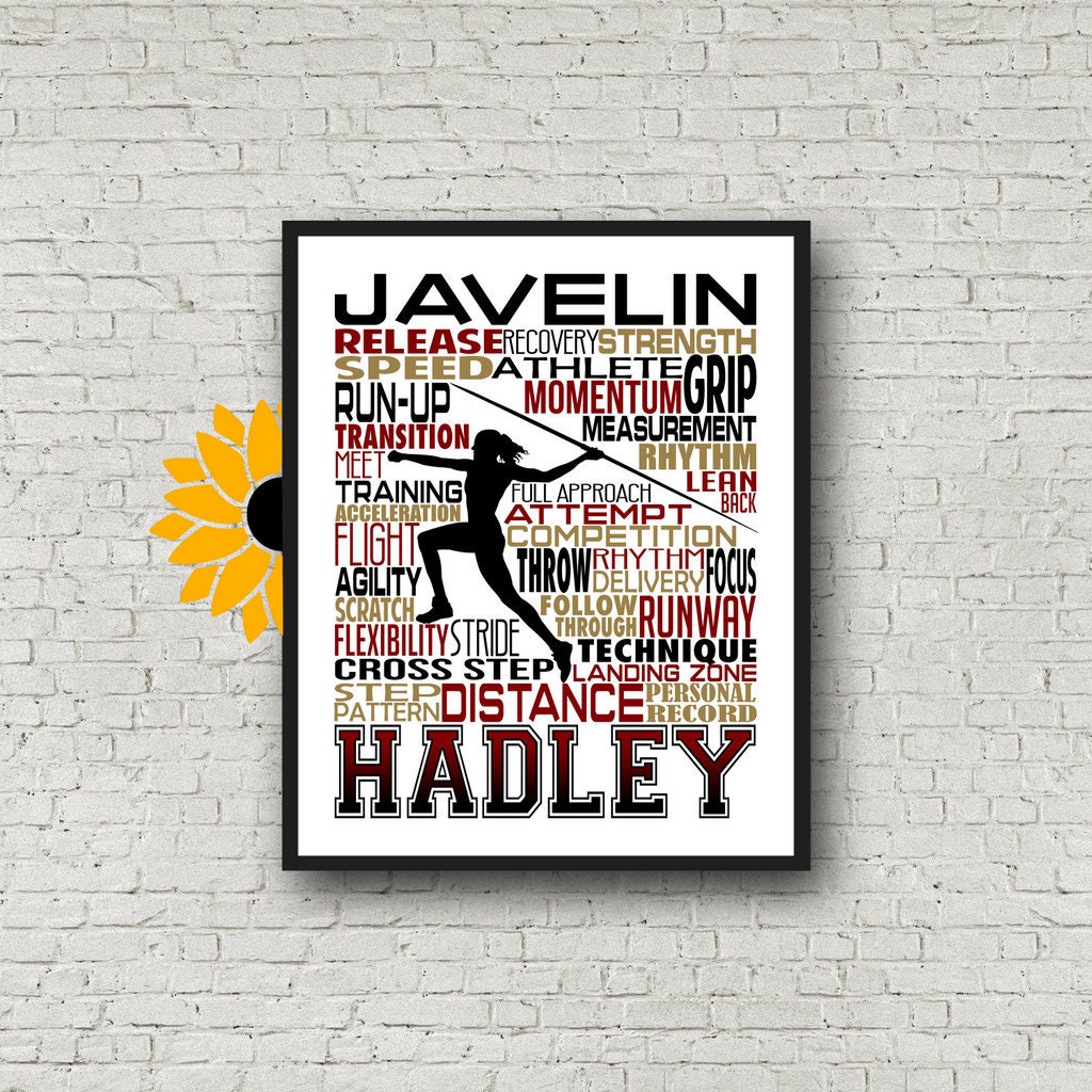 Personalized Javelin Thrower Poster, Gift for Javelin, Track and Field