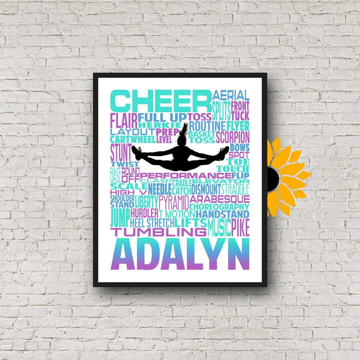 Gift for Cheerleader, Cheerleading Typography Poster, Cheerleader Art