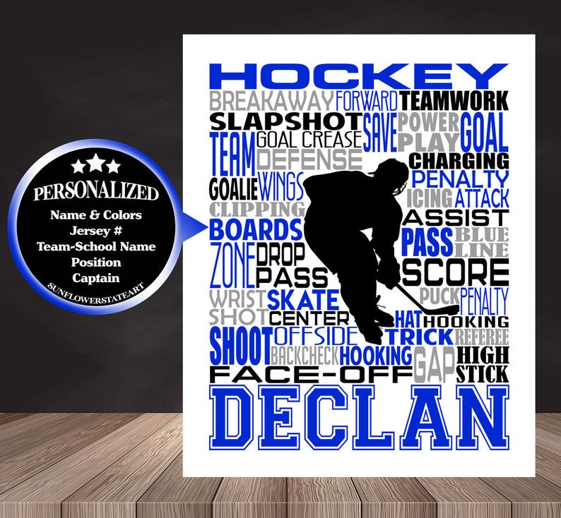 Ice Hockey Poster, Hockey Player Gift, Gift for Hockey, Hockey Team ...