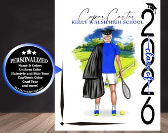 Tennis Poster, Tennis Graduation Gift, Senior Night Gift, Graduation Table Decor, Signing Day, Personalized Tennis Team Gift  RJ