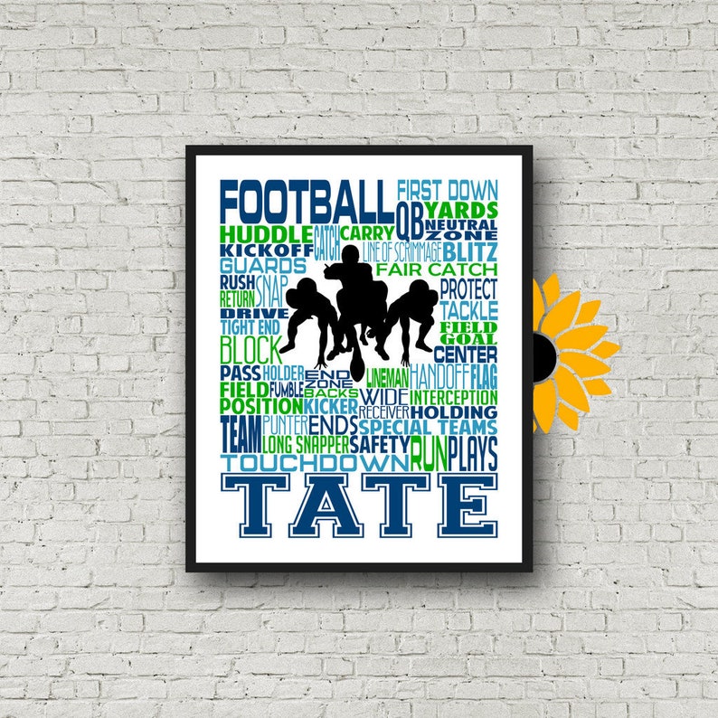 Football Gift for Him Personalized Football Print Football Etsy