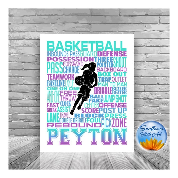 Basketball Team Gift, Basketball Player Gift, Basketball Typography, Girls Personalized Basketball Poster, Girl Basketball, Basketball Print