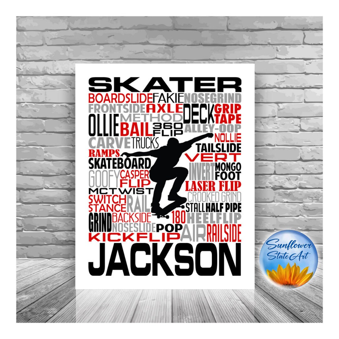 Personalized Skateboarding Poster, Gift for Skateboarder, Skateboarding