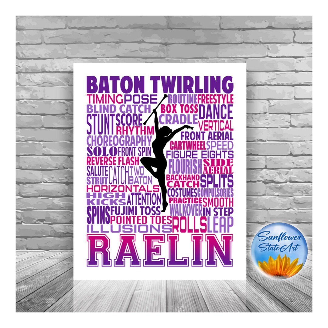 Personalized Baton Twirling Poster Baton Twirling Typography - Etsy