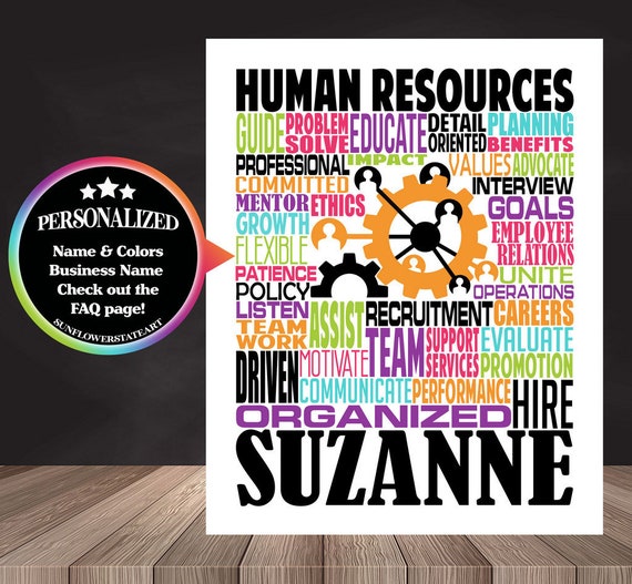 Gift for HR, Gift for Human Resources, Personalized Human Resources Poster, Human Resources Typography, HR Manager Gift, Recruiter Gift