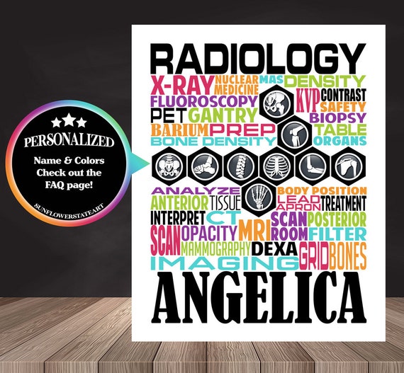 Radiology Typography, Personalized Radiology Poster, Radiology Gift, Radiologist Gift, Gift for Radiologist, X-Ray Tech, Rad Tech Week