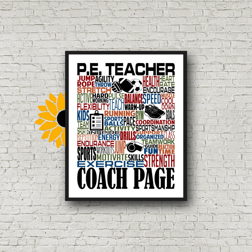 Personalized P.E. Teach Poster, P.E. Teacher Typography, Phys Ed