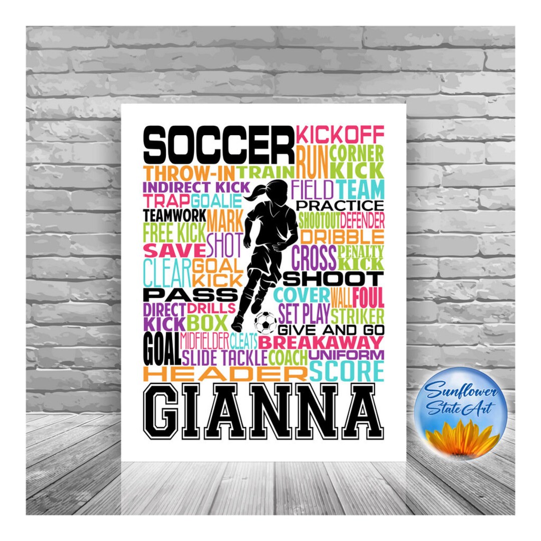 Personalized Soccer Poster Soccer Typography Soccer Gift - Etsy
