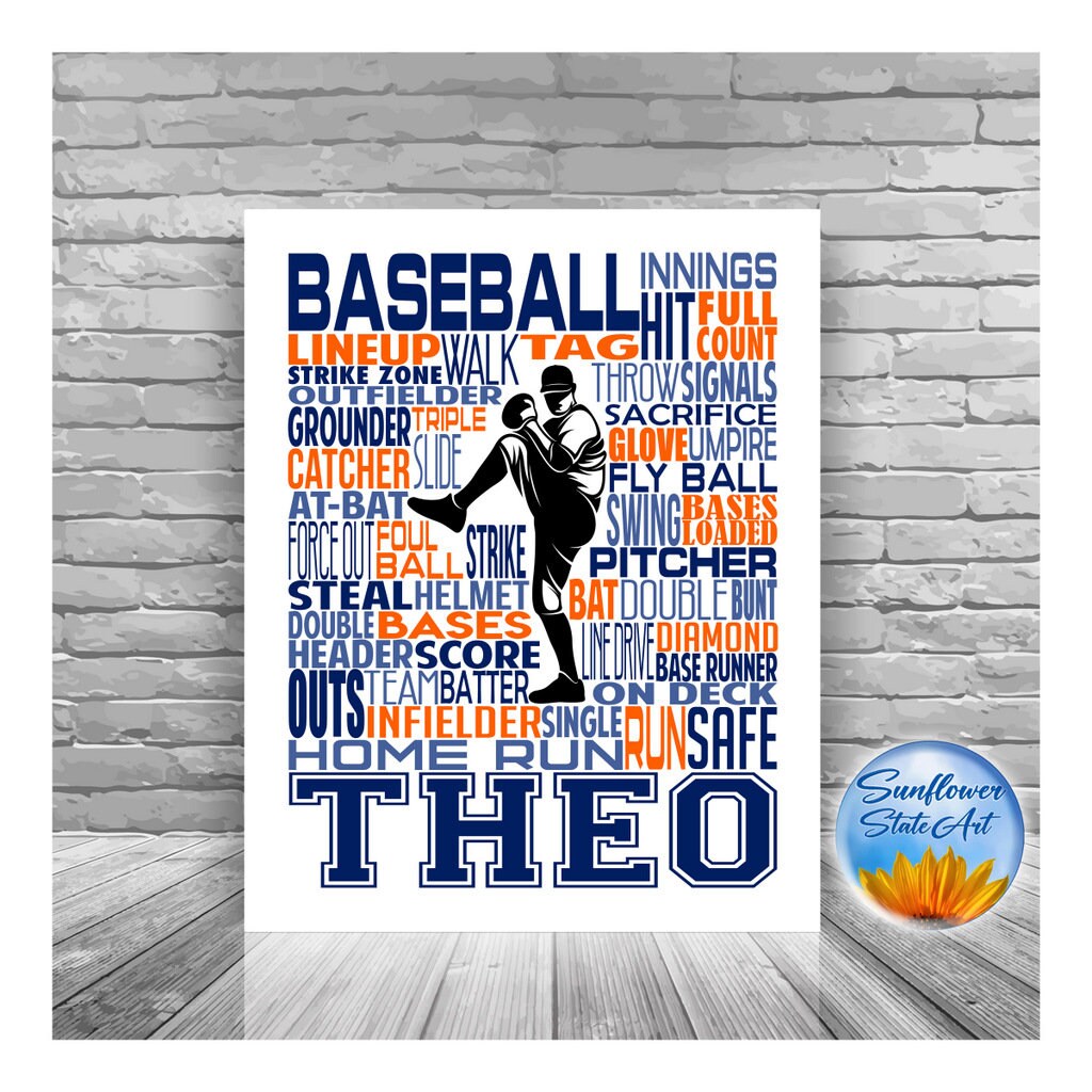 Personalized Baseball Poster, Baseball Gift Ideas, Baseball Pitcher Art