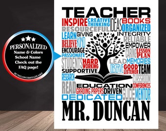Teacher Appreciation, Personalized Teacher Poster, Teacher Inspiration Gift, Educator Gift, Gift for Teachers, Teacher Print, Teacher Art