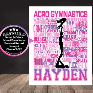 Acro Gymnastics Word Art Poster, Acrobatic Gymnastics Typography, Acro Gymnast Team Gift