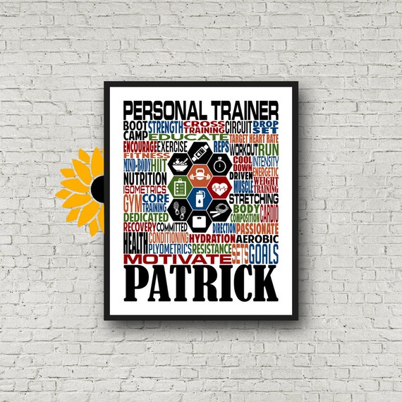 Personalized Personal Trainer Poster, Personal Trainer Typography, Gift for Personal Trainer, Health Fitness Coach gift, Fitness Coaches