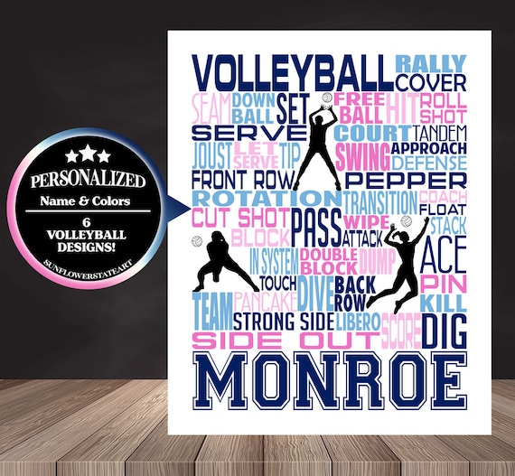 Personalized Volleyball Poster, Volleyball Typography, Volleyball Team Gift. Volleyball Print, Volleyball Art, Gift for Volleyball Player