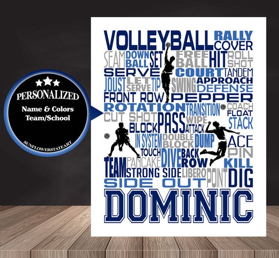 Male Volleyball Player Gift, Personalized Volleyball Poster, Personalized Volleyball Typography, Volleyball Guy, Volleyball Team Gift