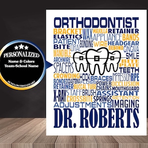 Gift for Orthodontist, Personalized Orthodontist Poster, Orthodontist Typography, Orthodontic Typography, Orthodontist Gift