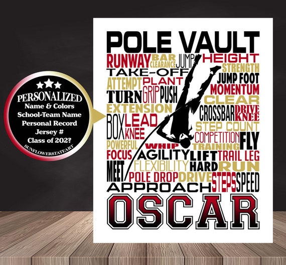 Personalized Pole Vaulting Poster, Gift for Pole Vaulter, Pole Vaulting Typography, Track and Field Print, Track Team Gift, Pole Vaulter