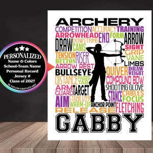 Archery Gift, Archery Poster, Gift for Archers, Compound Bow Art, Compound Bow Poster, Archery Sign, Archery Team Gift