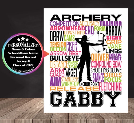 Personalized Archery Gift, Archery Poster, Gift for Archers, Compound Bow Art, Compound Bow Poster, Archery Typography, Archery Team Gift