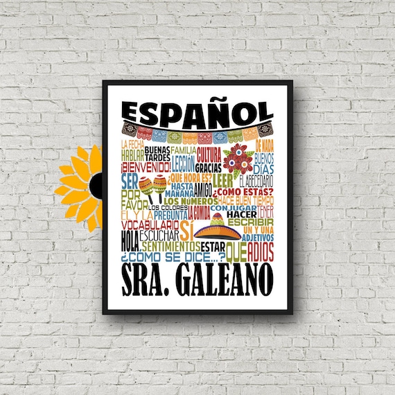 Spanish Teacher Typography, Personalized Spanish Teacher Poster, Spanish Teacher Gift, Gift for Spanish Teacher