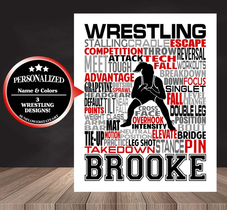 Wrestler Letters Wrestling Girl Poster, Wrestler Sign, Wrestling Senior Night Gift ...