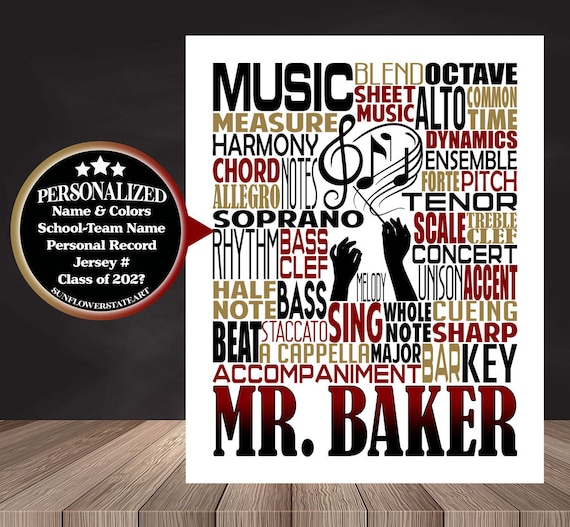 Choir Teacher Gift, Gift for Music Teacher, Choir Director, Conductor Gift, Chorale Gift,Personalized Choir Poster, Music Teacher Typography