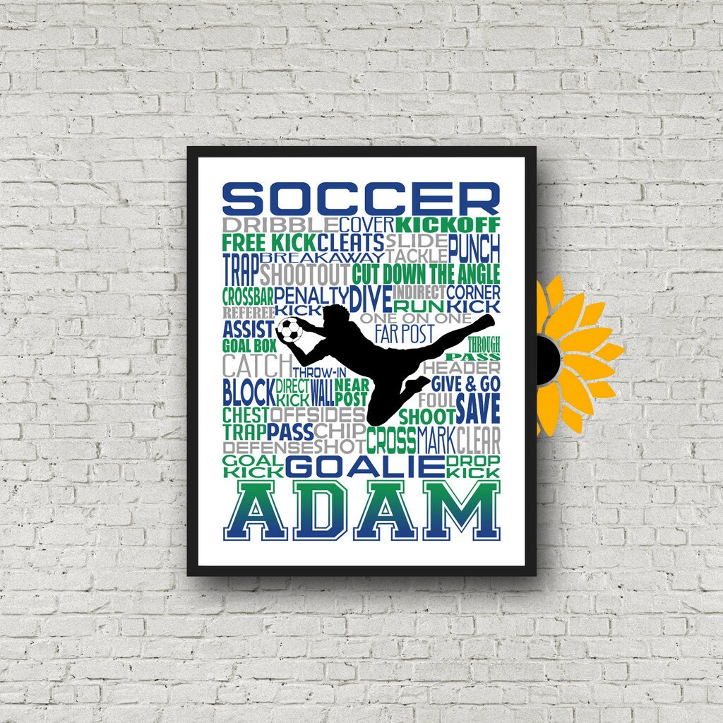 Personalized Soccer Goalkeeper Poster, Soccer Goalie Typography, Gift
