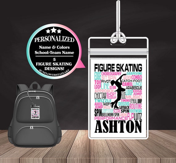 Personalized Figure Skater Bag Tag, Figure Skating team gift, Ice Skating Luggage Tag, Personalized Backpack Bag Tag, Ice Skater Gift