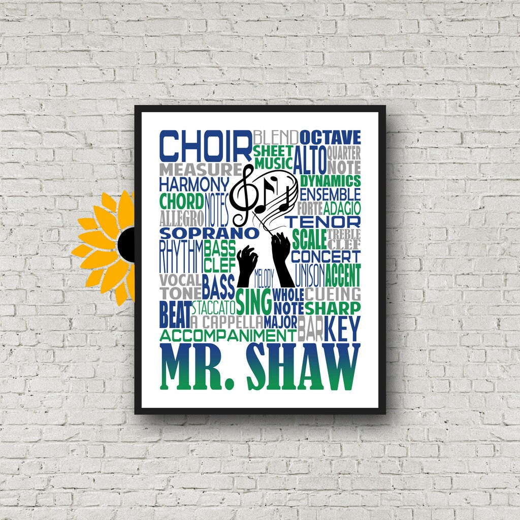 Personalized Choir Poster, Choir Typography, Choir Teacher Gift, Gift