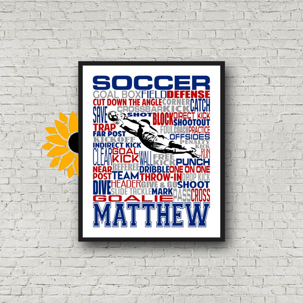 Personalized Soccer Goalkeeper Poster, Soccer Goalie Typography, Gift