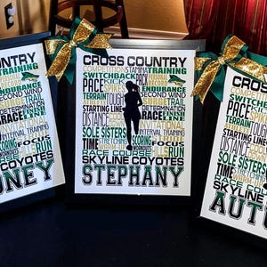 three cross country cards are sitting on a table