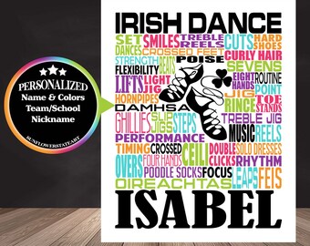 Irish Ghillies Dance Poster, Irish Step Dancing Sign, Personalized Irish Step Dance Poster, Gift for Dancer, Dance Team Gift