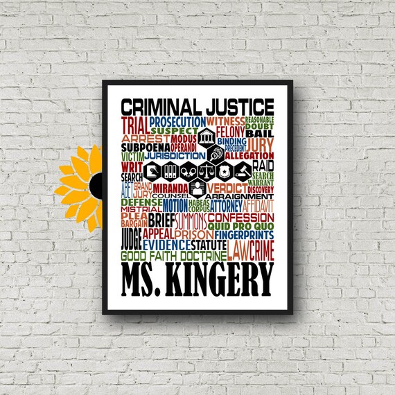Gift for Criminal Justice Teacher, Personalized Criminal Justice Poster, Criminal Justice Typography, Criminal Justice Gift