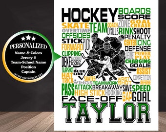 Ice Hockey Poster, Goalie Word Art, Hockey Player Gift, Hockey Team Gift, Hockey Sign, Hockey Print, Hockey Wall Art