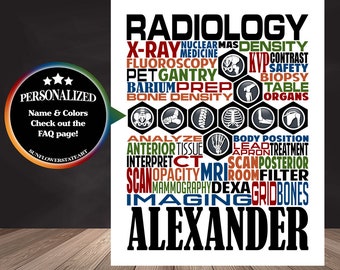 Personalized Radiology Poster, Radiology Typography, Radiology Gift, Radiologist Gift, Gift for Radiologist, X-Ray Tech, Radiologic Tech