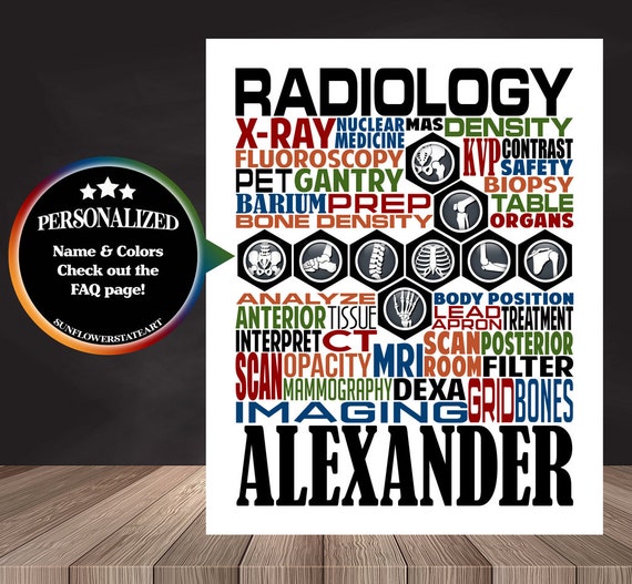 Personalized Radiology Poster, Radiology Typography, Radiology Gift, Radiologist Gift, Gift for Radiologist, X-Ray Tech, Radiologic Tech