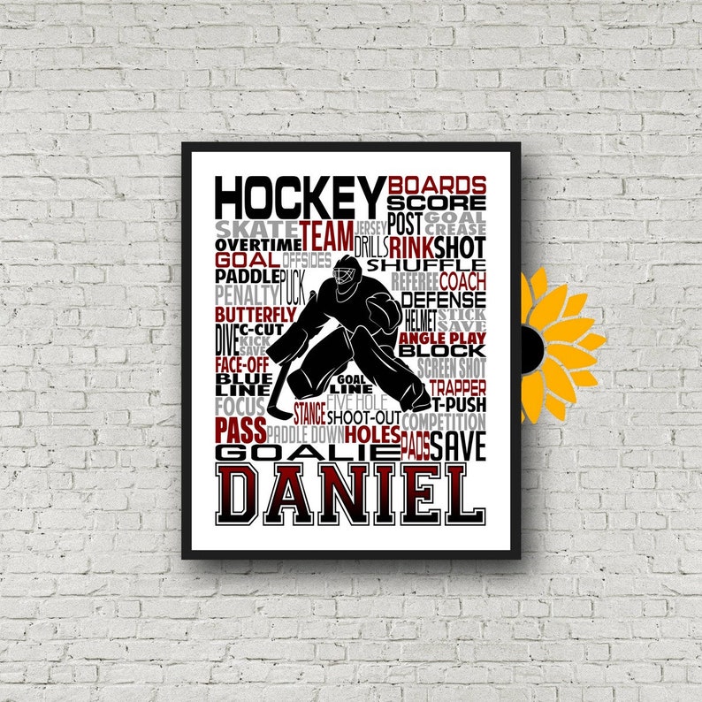 Personalized Ice Hockey Poster Typography Hockey Player Etsy