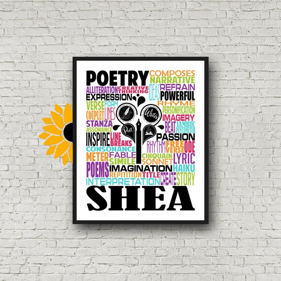 Gift for Poet, Poetry Gift, Poetry Typography, Gift for writer, Gift for author, Poetry Lover Gift, Bookish Gift, Personalized Poet Gift