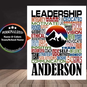 Leadership Poster, Personalized Leadership Word Art, Gift for Leader, Leader Gift, Leader Appreciation Gift, Gift for Boss