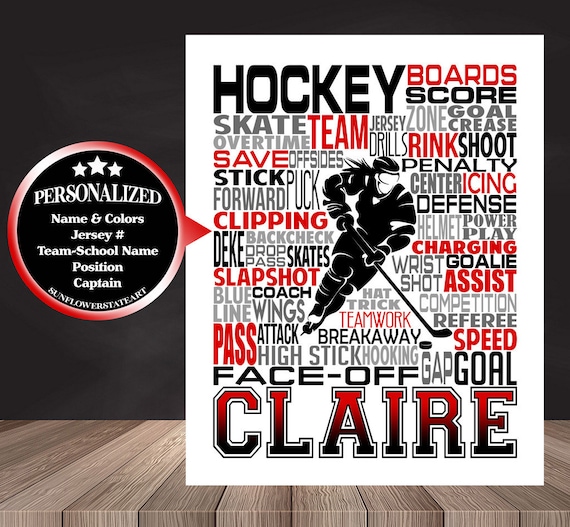 Hockey Sign, Ice Hockey Poster, Girls - Boys Hockey Wall Art, Hockey Senior Night Gift, Hockey Coach, Hockey Lover Gift