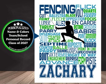 Personalized Fencer Poster, Gift for Fencer, Fencing Art, Fencer Art, Fencing, Fencing Team Gift, Typography, Fencing gift ideas,