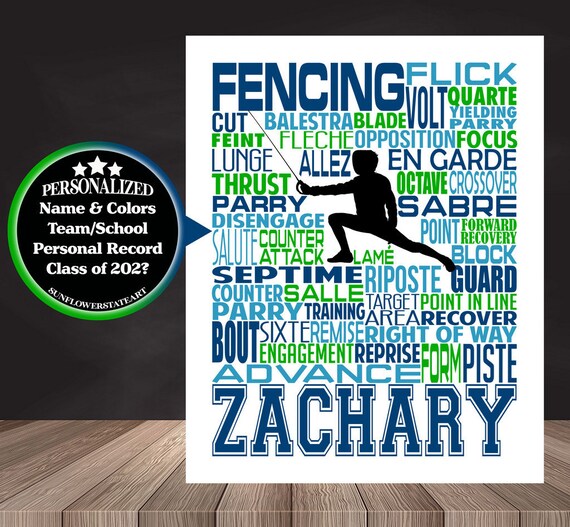 Personalized Fencer Poster, Gift for Fencer, Fencing Art, Fencer Art, Fencing, Fencing Team Gift, Typography, Fencing gift ideas,