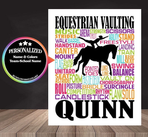 Personalized Equestrian Vaulting Poster, Equestrian Vaulting Typography, Equestrian Vaulter Gift, Gift For Equestrian Vaulting