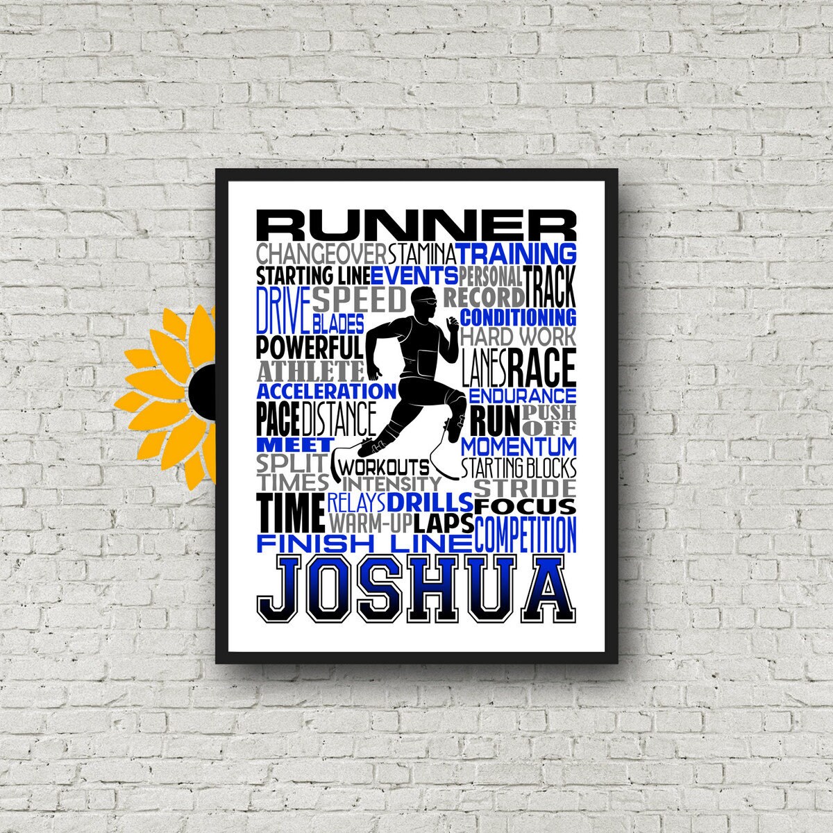 Personalized ParaAthlete Runner Poster, Para Athlete Runner Typography
