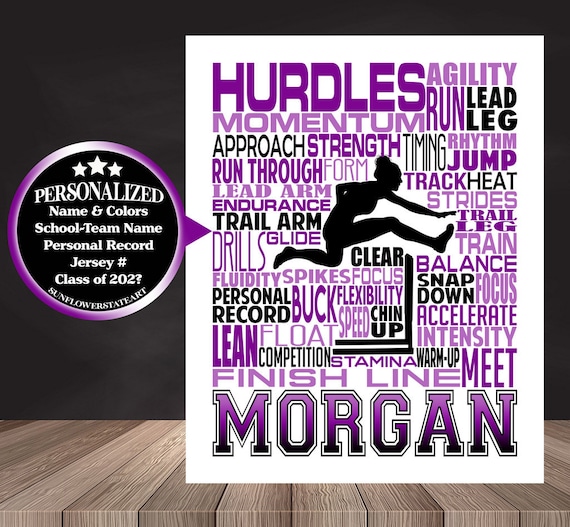 Personalized Hurdler Poster, Gift for Hurdler, Track and Field Team Gift, Hurdles Typography, Hurdler Typography, Hurdles Poster
