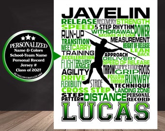 Javelin Thrower Poster, Gift for Javelin, Track and Field gift, Track Team gift, Javelin Sign, Senior Night