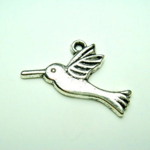 Hummingbird Charms Tibetan Silver, W- 26 x 15mm, H- 15 mm or .60 inches, Qty. 12, A56